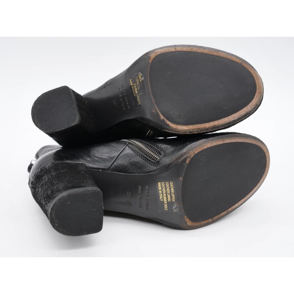 Latitude Femme Ankle Boots Womens 7 Black Leather Cap Toe Zip Heeled Booties - Picture 12 of 12